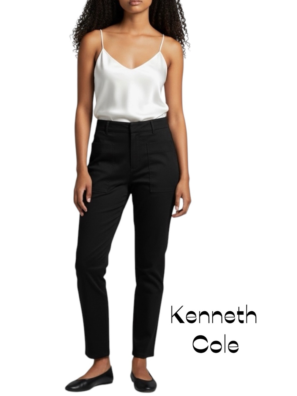 Kenneth Cole Black Mid Rise Large Pockets Crop Pants NWT Size 6 Classic